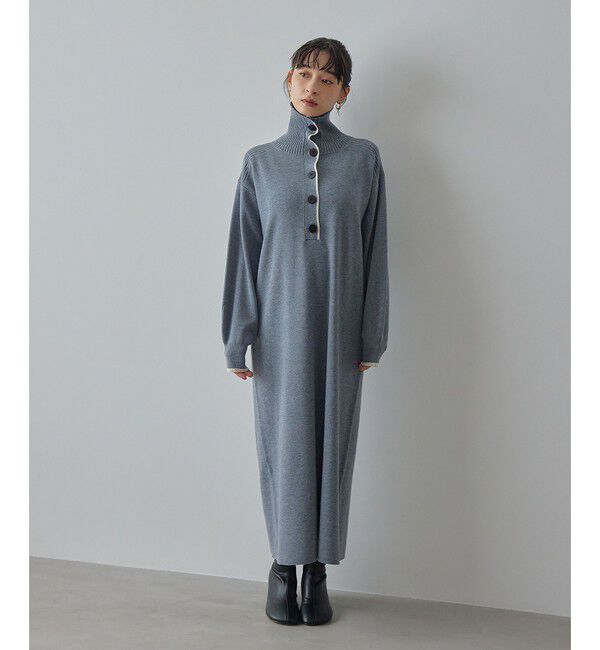 EMMEL REFINES「＜EMMEL REFINES＞EM ハイショクライン タートルニット ワンピース」|ワンピース|MD.GRAY