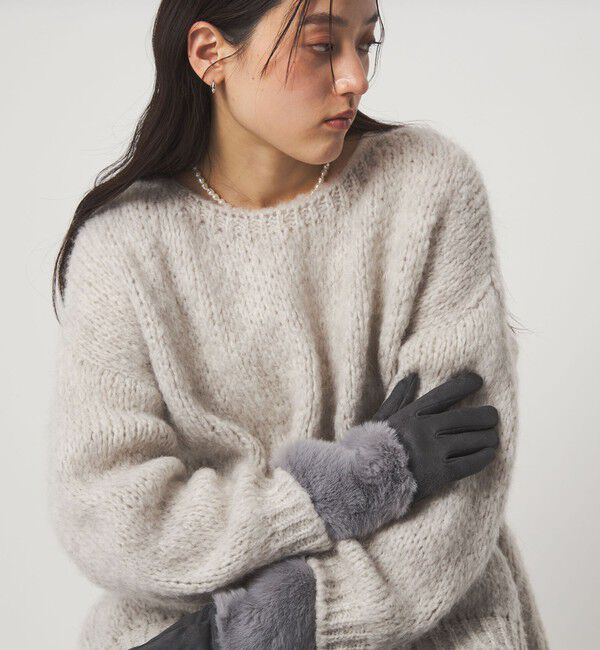 UNITED ARROWS green label relaxing「起毛シルキー フェイクファー グローブ 手洗い可能」|手袋|