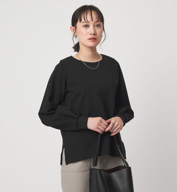 UNITED ARROWS green label relaxing「ポンチ ボリューム スリーブ プルオーバー カットソー」|Tシャツ・カットソー|BLACK