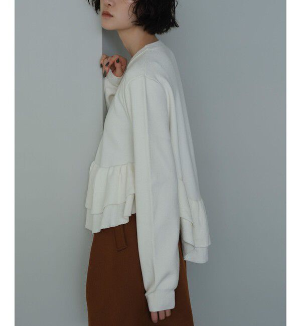 EMMEL REFINES「＜EMMEL REFINES＞EM スソダブルフリル ニットプルオーバー」|ニット・セーター|WHITE