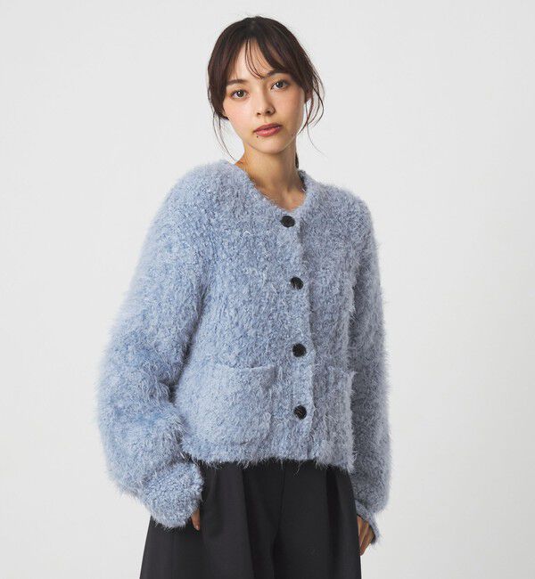 EMMEL REFINES「＜EMMEL REFINES＞EM ポコスラブ フラッフィー カーディガン」|カーディガン|LT.BLUE
