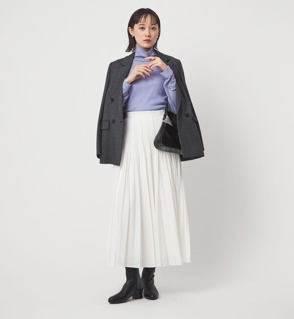 UNITED ARROWS green label relaxing「ウール フライス タートルネック カットソー オフホワイト ライトブルー ウォッシャブル」|Tシャツ・カットソー|