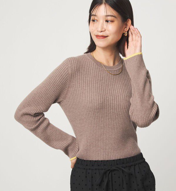 UNITED ARROWS green label relaxing「【WEB限定】＜at ease＞ソデサキ バイカラー プルオーバー ニット ウォッシャブル」|ニット・セーター|