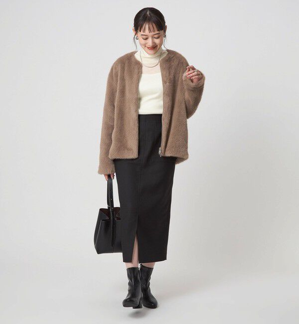 UNITED ARROWS green label relaxing「フェイクファー ノーカラー コート」|ノーカラーコート|