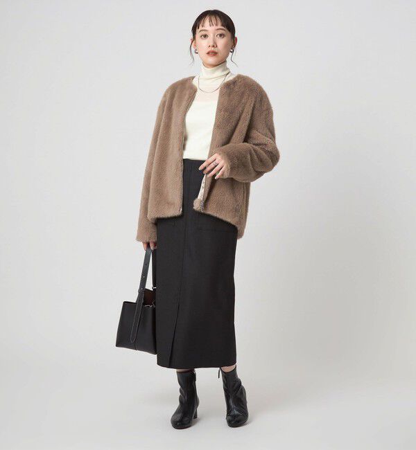 UNITED ARROWS green label relaxing「フェイクファー ノーカラー コート」|ノーカラーコート|