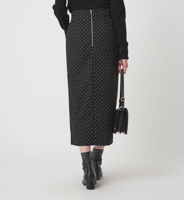 UNITED ARROWS green label relaxing「キチントボトムス ドット ジャガード Iライン スリム タイト スカート ウォッシャブル ストレッチ」|タイト|