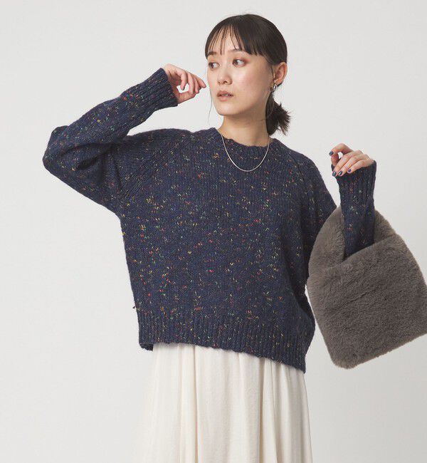 UNITED ARROWS green label relaxing「ミックスヤーン プルオーバー ニット」|ニット・セーター|NAVY