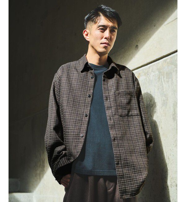 UNITED ARROWS green label relaxing「ブークレ チェック ジャストルーズ シャツ」|シャツ・ブラウス|DK.GRAY