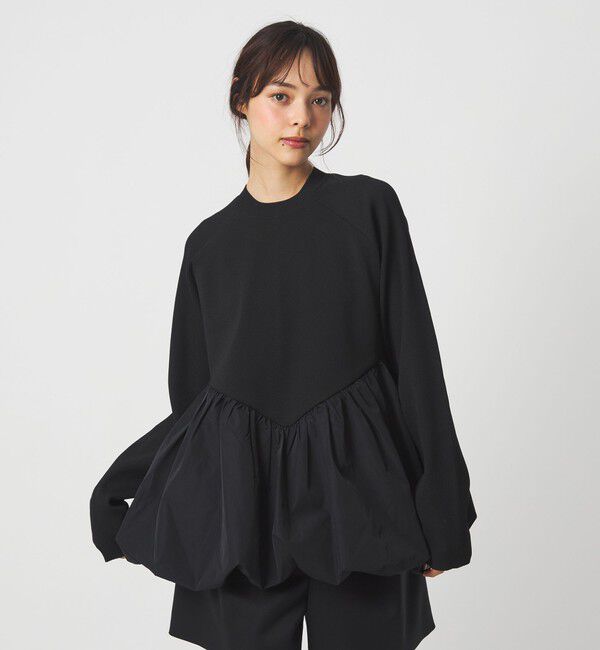 EMMEL REFINES「＜EMMEL REFINES＞EM スソバルーン ニット チュニック」|ニット・セーター|BLACK