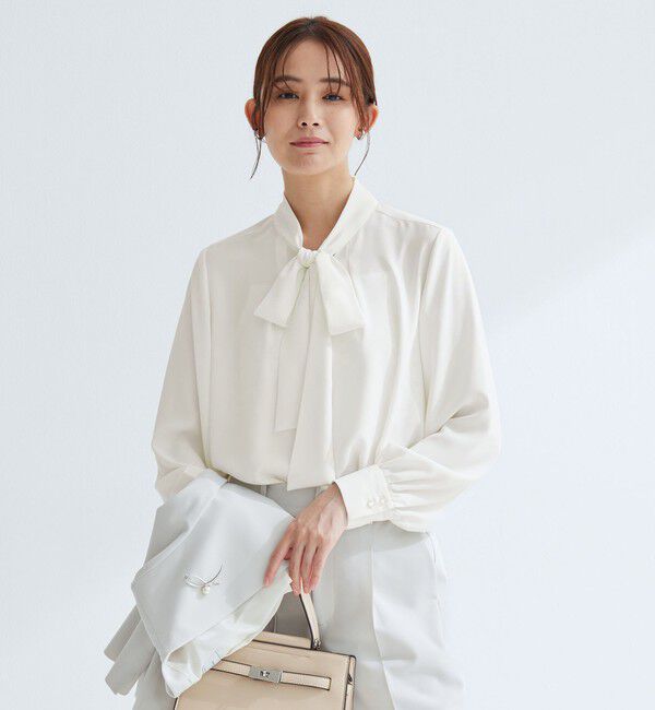 UNITED ARROWS green label relaxing「トロミ ボウタイ ブラウス マシンウォッシャブル」|シャツ・ブラウス|WHITE