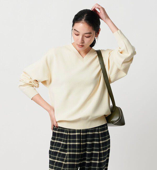 BEAUTY&YOUTH UNITED ARROWS「コットンナイロン Vネック プルオーバー -ウォッシャブル-」|ニット・セーター|OFF WHITE
