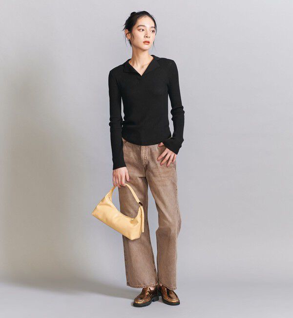 BEAUTY&YOUTH UNITED ARROWS「コットンリブ オープンカラーニット ウォッシャブル」|ニット・セーター|