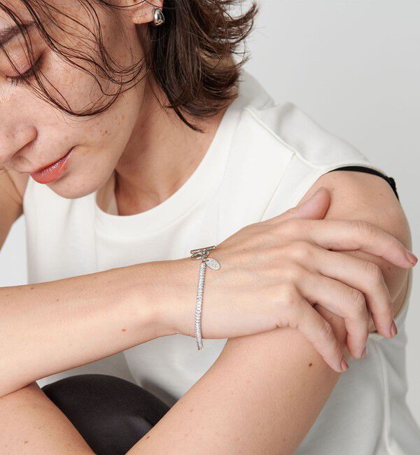 BEAUTY&YOUTH UNITED ARROWS「スクエア ビジュー&times;チェーン ブレスレット」|ブレスレット・バングル|SILVER