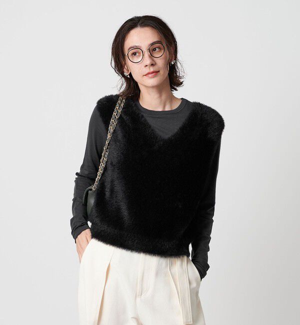 BEAUTY&YOUTH UNITED ARROWS「シャギーVネック ニットベスト」|ベスト・ジレ|BLACK
