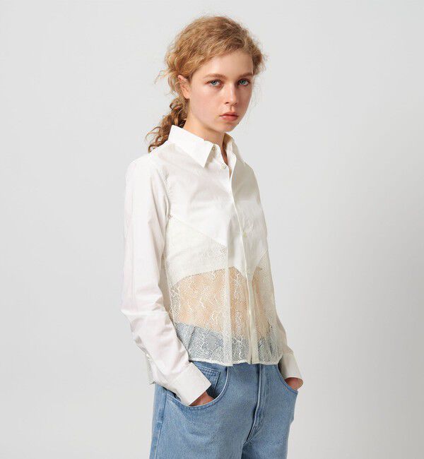 ATTISESSION「＜ATTISESSION＞レース ドッキング シャツ」|シャツ・ブラウス|
