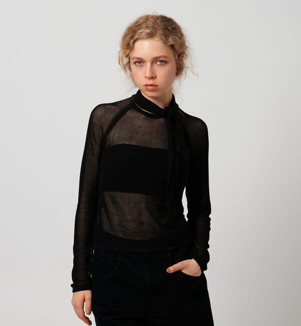 ATTISESSION「＜ATTISESSION＞メッシュ タイ ニット トップス」|ニット・セーター|