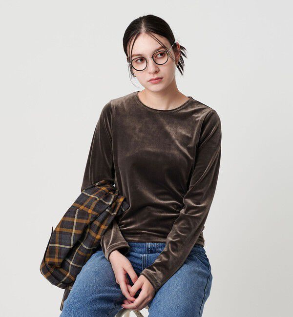 BEAUTY&YOUTH UNITED ARROWS「ポリエステルブレンド ベロアロングスリーブ Tシャツ」|Tシャツ・カットソー|MOCA