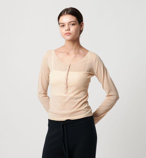 ATTISESSION「＜ATTISESSION＞ヘンリーネック プルオーバー トップス」|ニット・セーター|BEIGE