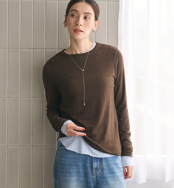 BEAUTY&YOUTH UNITED ARROWS「セルロースウールブレンド クルーネックカットソー」|Tシャツ・カットソー|DK.BROWN