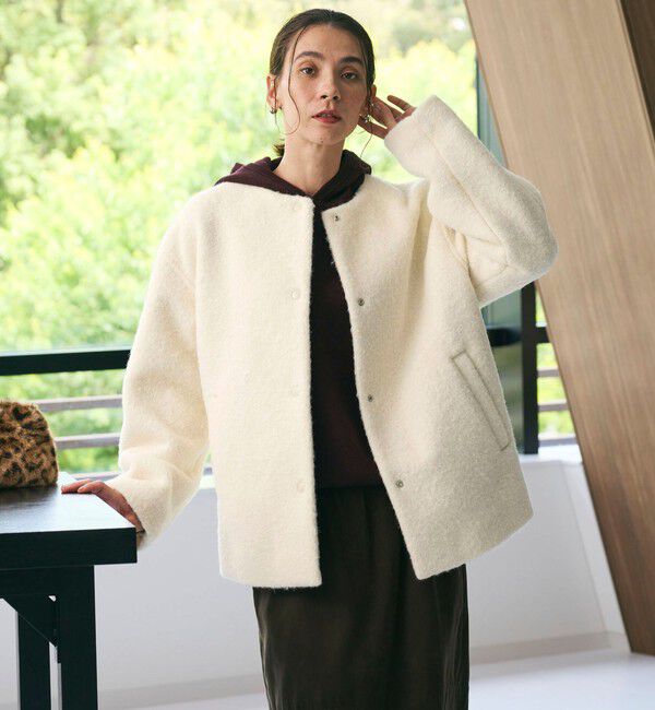 BEAUTY&YOUTH UNITED ARROWS「ブークレ ノーカラーブルゾン」|ブルゾン・スタジャン|