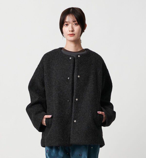 BEAUTY&YOUTH UNITED ARROWS「ブークレ ノーカラーブルゾン」|ブルゾン・スタジャン|DK.GRAY