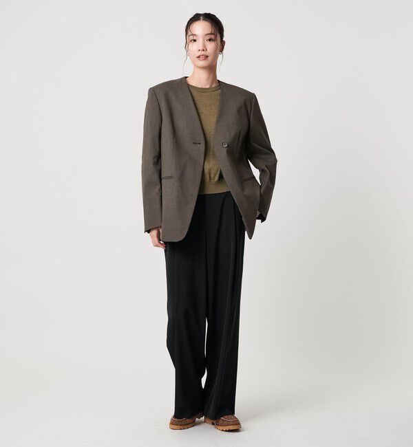 BEAUTY&YOUTH UNITED ARROWS「ポリエステルレーヨン ノーカラー1ボタンジャケット」|ノーカラージャケット|