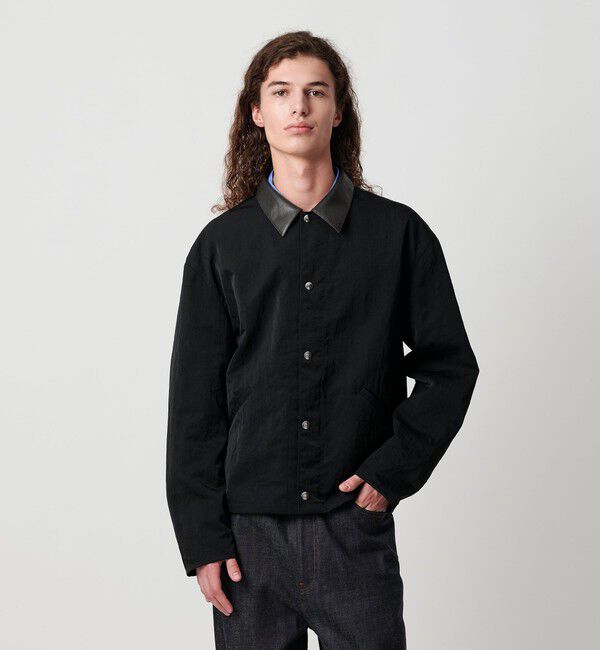 MONKEY TIME「ヴィンテージ ナイロン ツイル レザーライク カラー ジャケット」|その他|