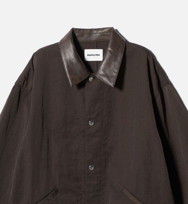 MONKEY TIME「ヴィンテージ ナイロン ツイル レザーライク カラー ジャケット」|その他|