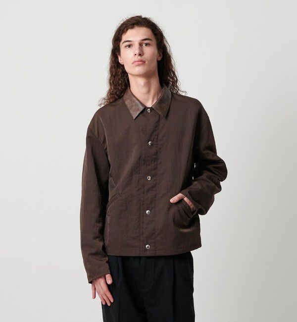 MONKEY TIME「ヴィンテージ ナイロン ツイル レザーライク カラー ジャケット」|その他|