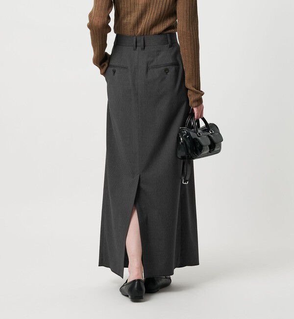 BEAUTY&YOUTH UNITED ARROWS「毛ブレンド ストライプ タックロングスカート  防シワ ウォッシャブル」|スカート|