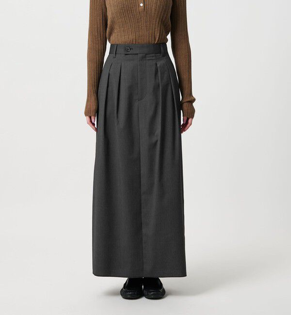 BEAUTY&YOUTH UNITED ARROWS「毛ブレンド ストライプ タックロングスカート  防シワ ウォッシャブル」|スカート|