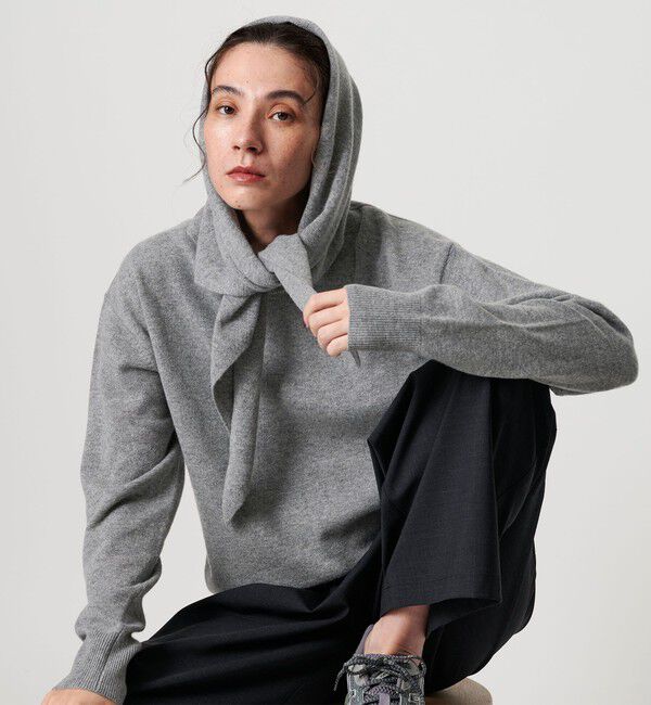 BEAUTY&YOUTH UNITED ARROWS「ウールカシミヤ クルーネックニット＆ストール ウォッシャブル」|ニット・セーター|MD.GRAY