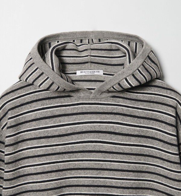 BEAUTY&YOUTH UNITED ARROWS「コットンウールブレンド ソリッド＆ボーダーニットフーディ ウォッシャブル」|ニット・セーター|