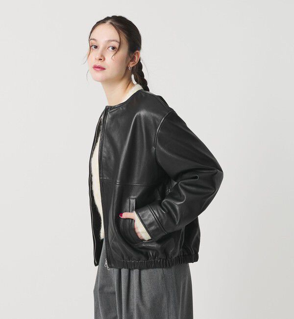 BEAUTY&YOUTH UNITED ARROWS「シープレザー ノーカラージップブルゾン」|その他|