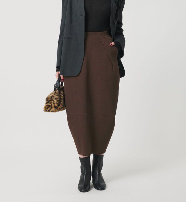 BEAUTY&YOUTH UNITED ARROWS「【WEB限定】ポリエステル コクーンニットスカート ウォッシャブル」|スカート|DK.BROWN