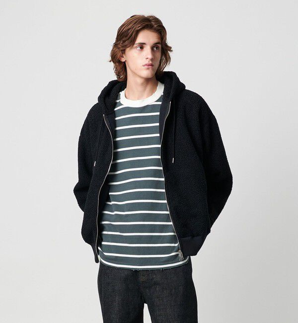 MONKEY TIME「ボアフリース フルジップ フーディー」|カーディガン|