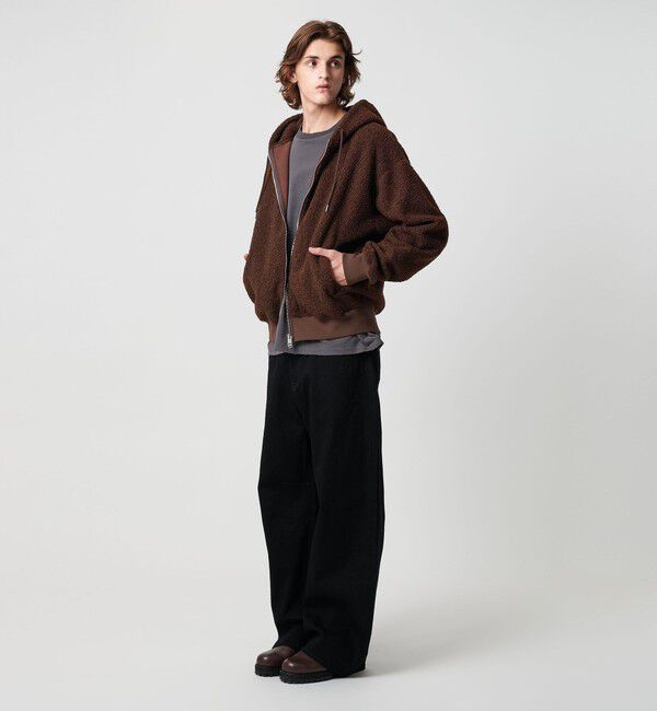 MONKEY TIME「ボアフリース フルジップ フーディー」|カーディガン|