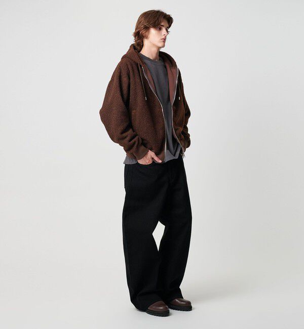 MONKEY TIME「ボアフリース フルジップ フーディー」|カーディガン|