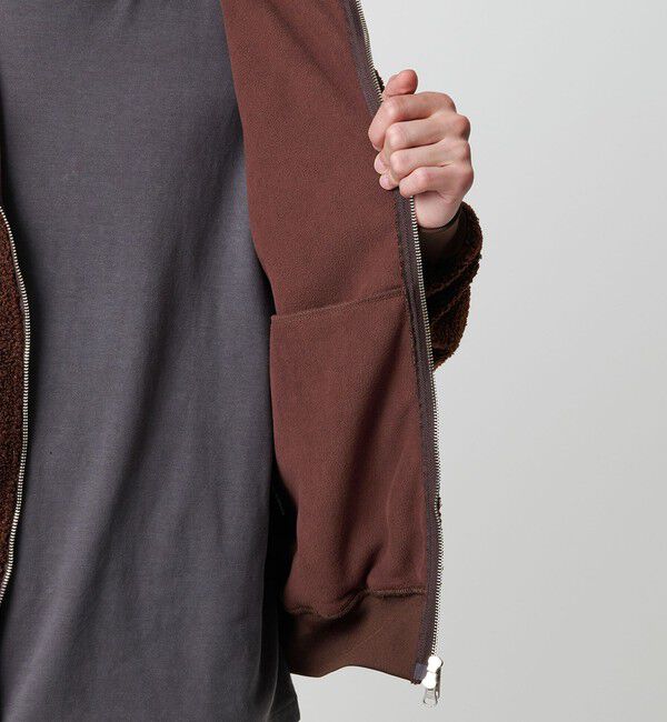 MONKEY TIME「ボアフリース フルジップ フーディー」|カーディガン|