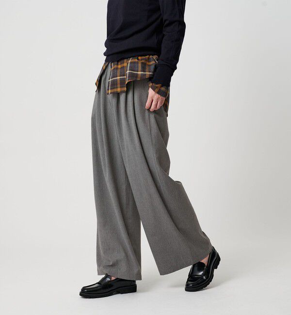 BEAUTY&YOUTH UNITED ARROWS「毛ポリエステルレーヨンブレンド ワイドタックパンツ」|スラックス|