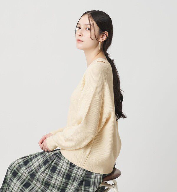 BEAUTY&YOUTH UNITED ARROWS「アゼ スリットVネック ニットプルオーバー ウォッシャブル」|ニット・セーター|