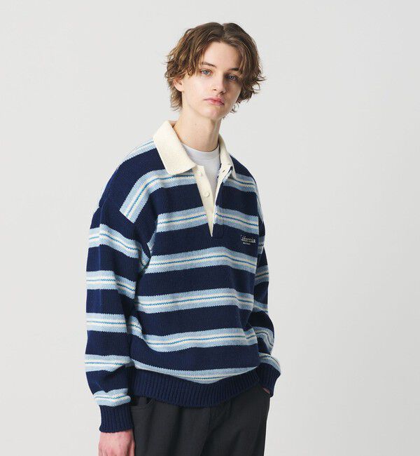 California General Store「＜CGS.＞ボーダー ニット ポロシャツ」|ニット・セーター|NAVY