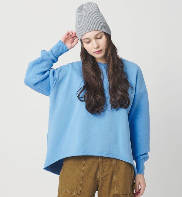 BEAUTY&YOUTH UNITED ARROWS「【WEB限定】スウェット&times;ニット コンビプルオーバー ウォッシャブル」|ニット・セーター|