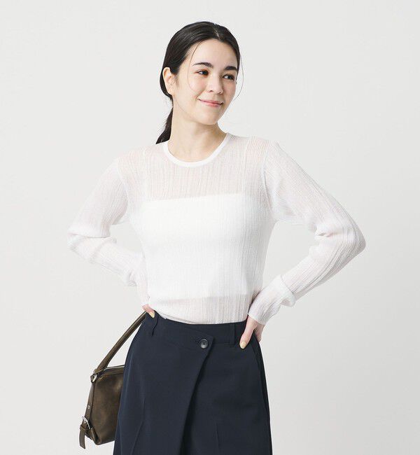 BEAUTY&YOUTH UNITED ARROWS「ランダムリブ ニットプルオーバー ウォッシャブル」|ニット・セーター|WHITE