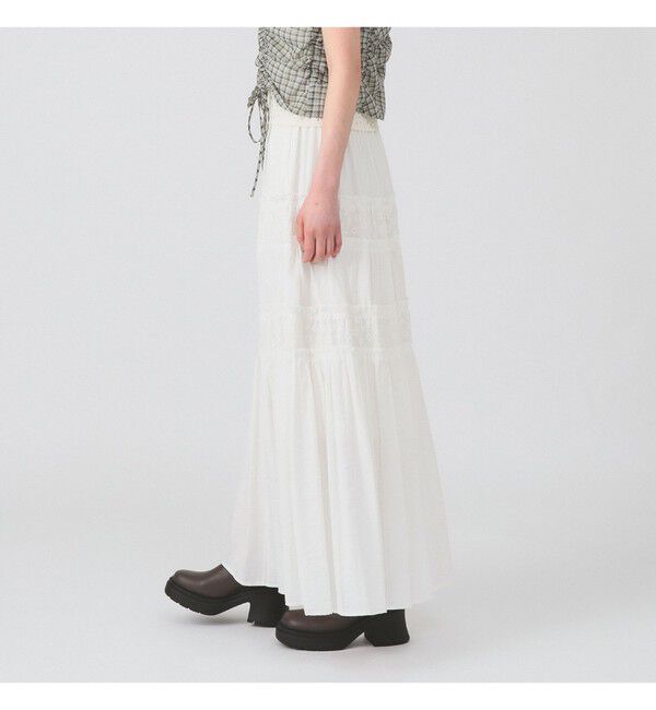 Ray BEAMS 「レース キリカエ ティアード スカート」|スカート|