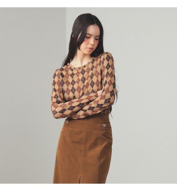 Ray BEAMS 「アーガイルプリント クルーネック トップス」|その他|