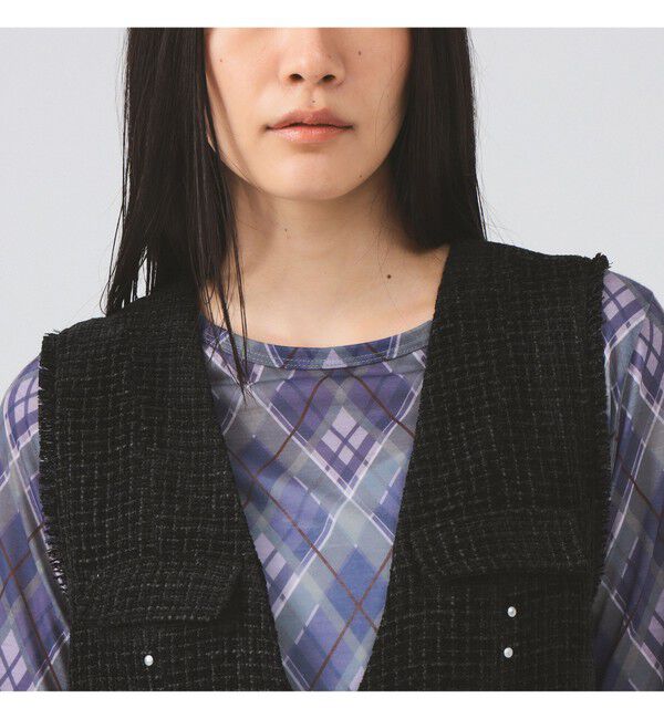 Ray BEAMS 「ツイード スタッズ ノースリーブ ワンピース」|ワンピース|