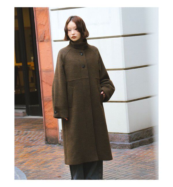 Ray BEAMS 「スタンドカラー シングル コート」|ダッフルコート|BROWN