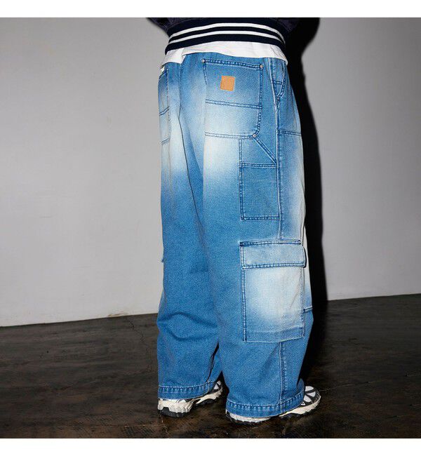 BEAMS「ワイドストレート ダック ダブルニー カーゴパンツ」|チノ|