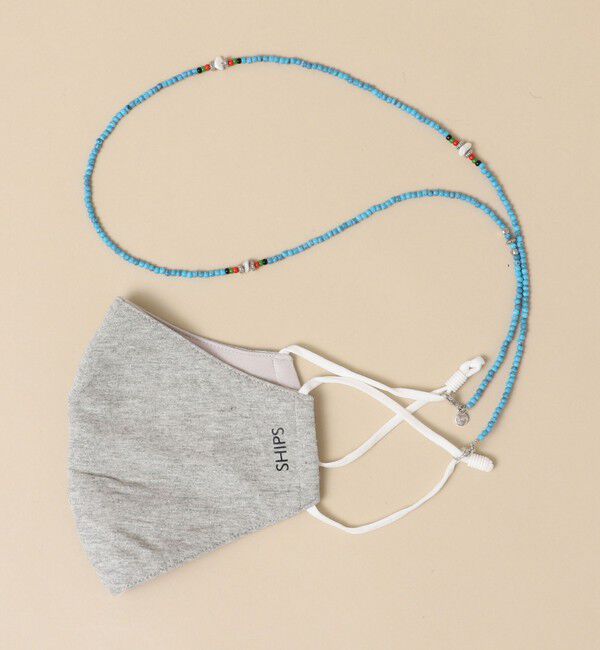 SHIPS「【WEB限定】SHIPS: 2WAY マスク ビーズ ストラップ」|アンクレット|ブルー